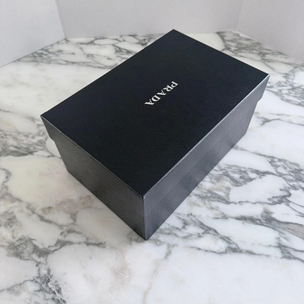 Prada Black Saffiano Textured Shoe Storage Box Empty Replacement 11.75